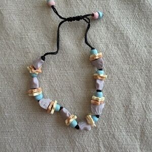 Chic Pastel Beaded Bracelet with Gold Accents